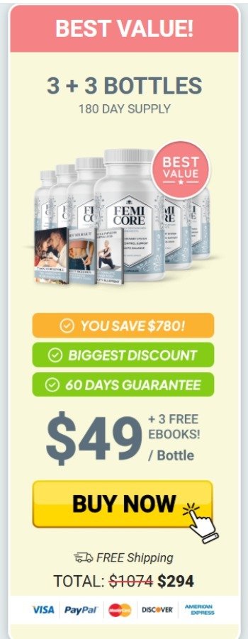 FemiCore 6 bottle bulk savings offer